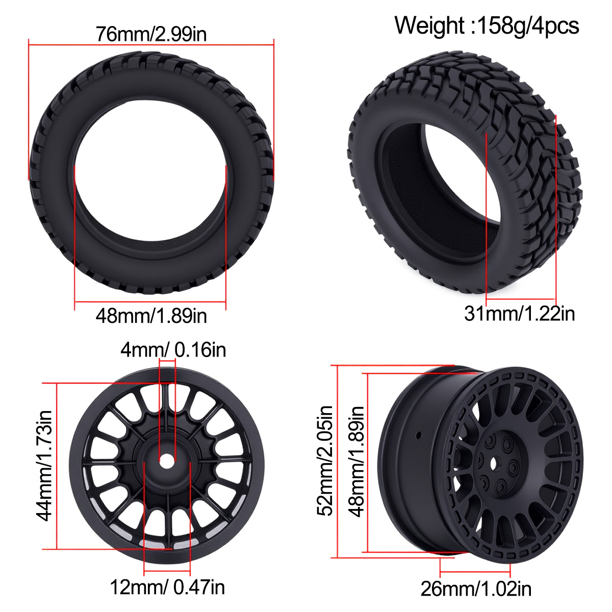 1.9 pollici 75*31mm Gomma di P - Rc Hobby Engine recensione e prezzo